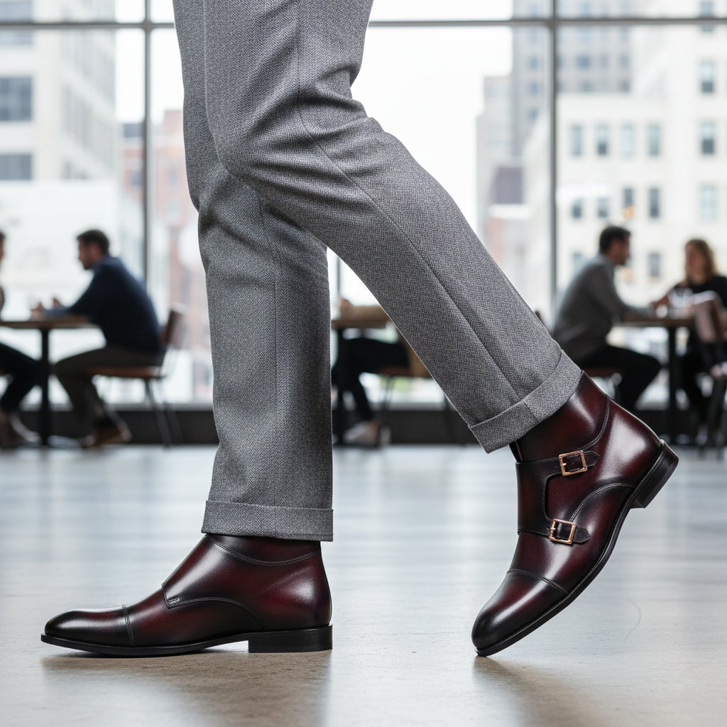 Artigio-01006- Handcrafted Burgundy Chelsea Boots – Cow Leather Upper