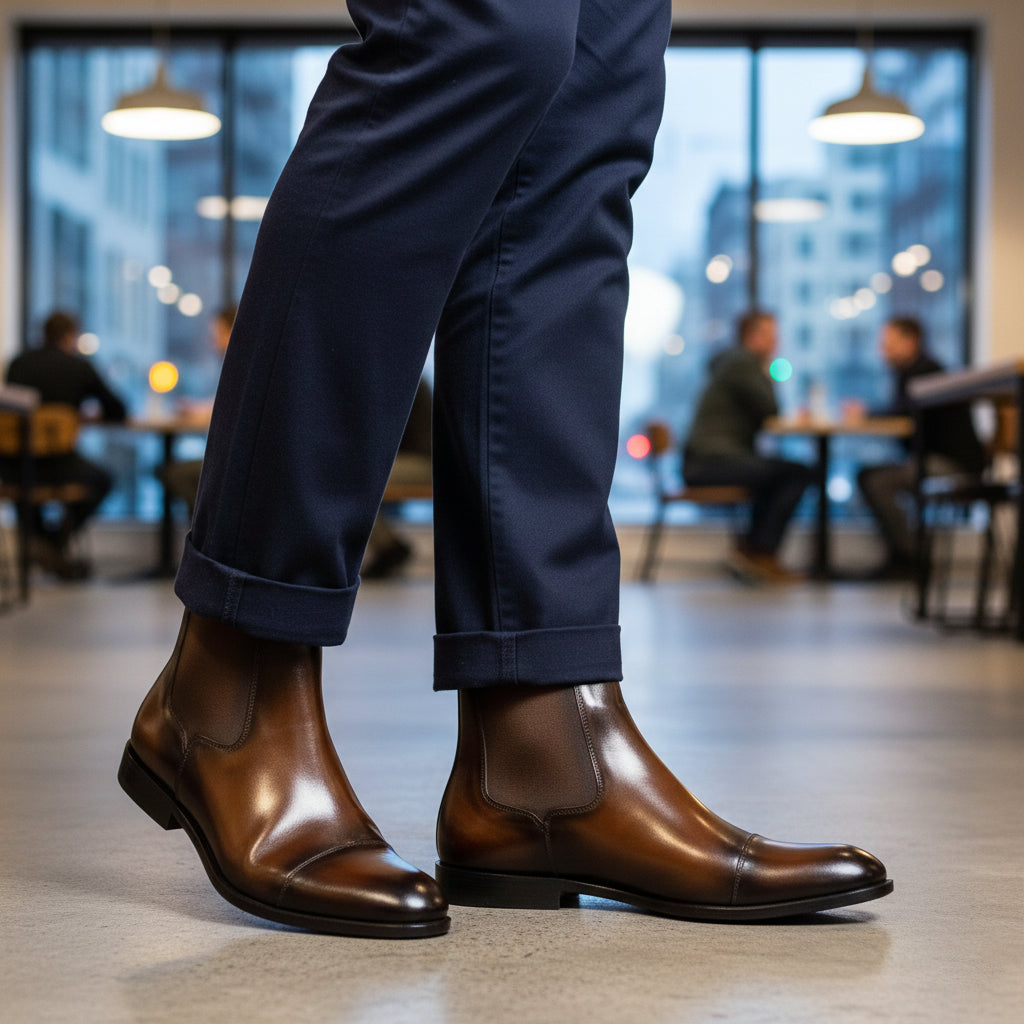 Artigio-01007-Tan Chelsea Boots – Premium Cow Leather with Imported Rubber Sole