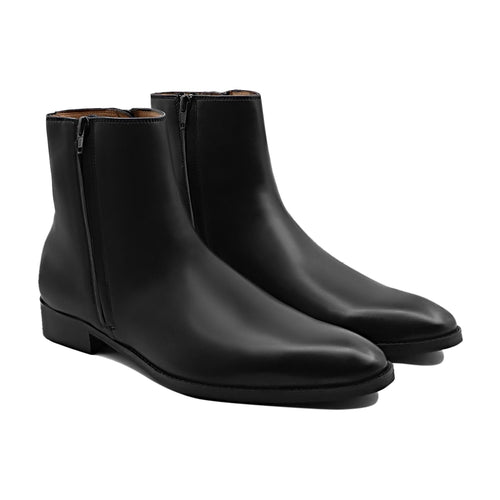 Artigio -01001- Men's Black Calf Leather Chelsea Boot